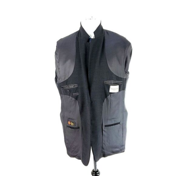 Pronto Uomo Lessona Natural Stretch Worsted Wool 2 Button Blazer 42R Gray Check - Picture 11 of 12